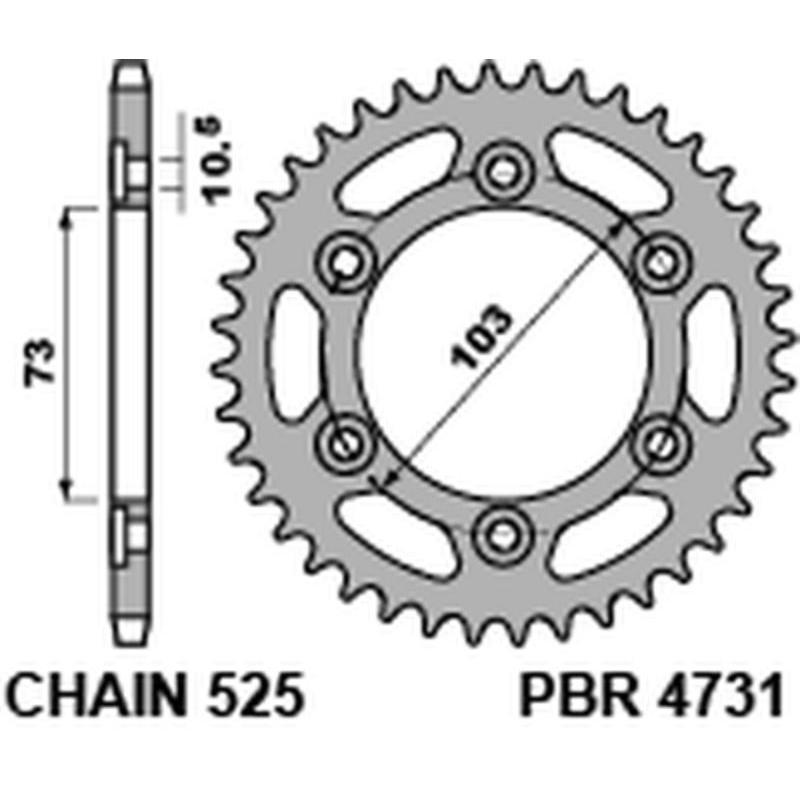 PBR 4731 43 C45 : Corona PBR acero C45 estándar 4731 - 525