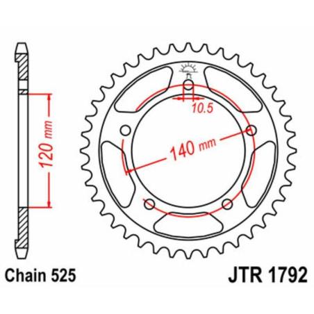 JT SPROCKETS JTR1792.44 : Corona JT SPROCKETS acero estándar 1792 - 525
