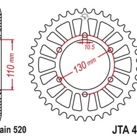 JT SPROCKETS JTA486.46BLK : Corona JT Aluminio negro JT 486 con 46 dientes
